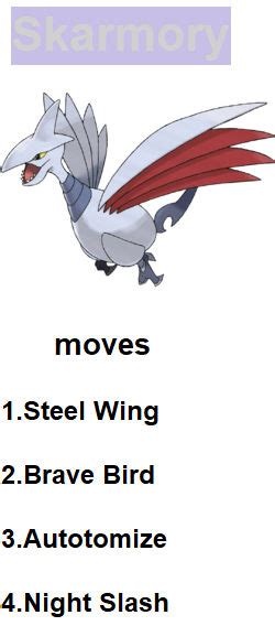 skarmory move list.